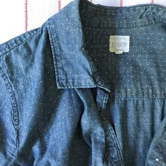 The Perfect Shirt by J Crew, Chambray Polka Dot - Picture 3 of 5